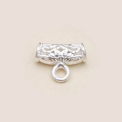 50pcs Gold Silver Bail Clasp Tube Beads Spacer Bead Hanger Connector For Diy Jewelry Making Fit 2mm Bracele/Necklace Rope Cord: silver