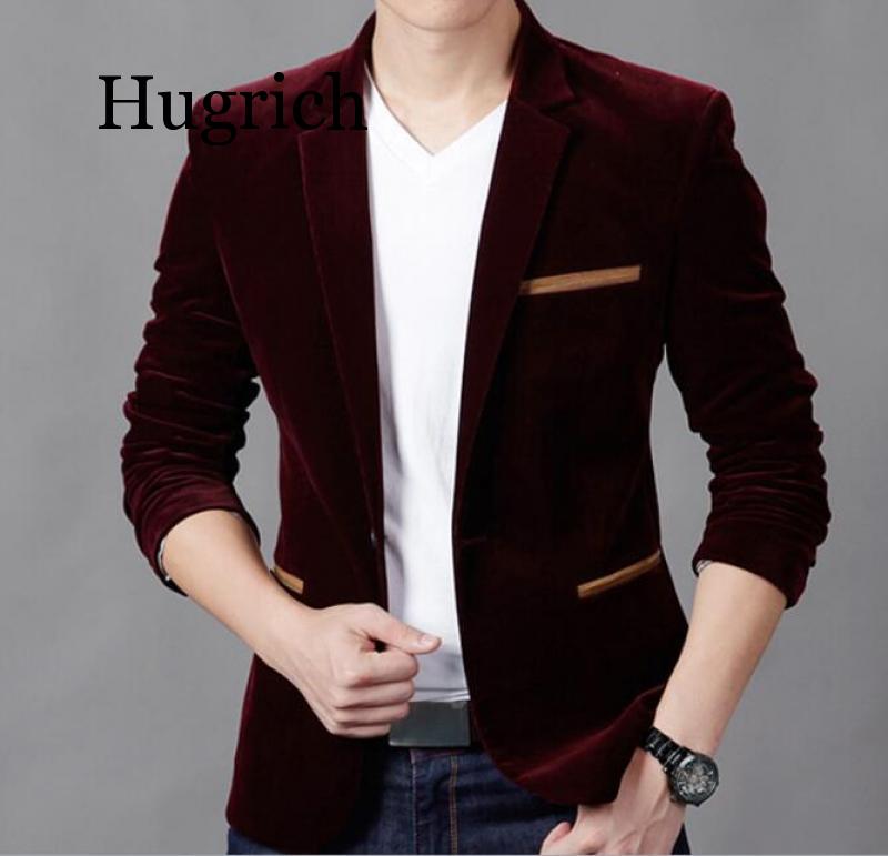 Mens Brand Blazer British's Style Casual Slim Fit Suit Jacket Male Blazers Men Coat Jacket For Men: Red / M