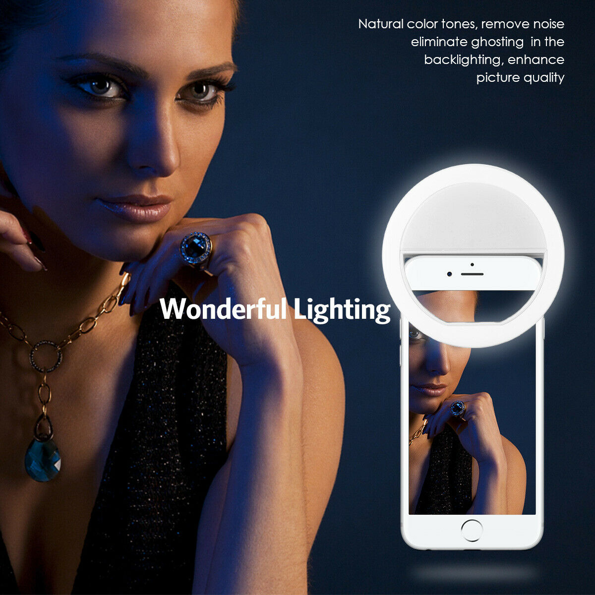 Mobiltelefonfyllningslampa usb-laddning led-selfie-ringlampa telefon livesändning video led-selfie-ringlampa för alla smartphones