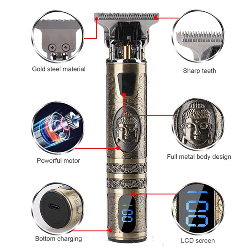 USB T9 Baldheaded Hair Clipper Electric hair trimmer Cordless Shaver Trimmer Men Barber Hair Cutting Machine