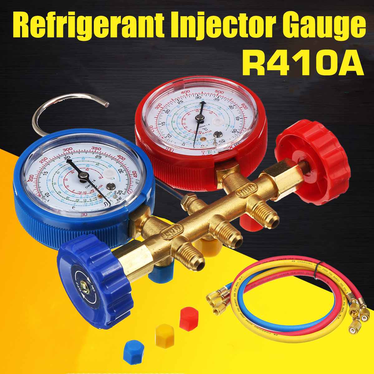 Manifold Gauge with Connector Refrigerant Device Pressure Gauge Refrigerant Filling Device High Precision R40 R410a R22 R134a