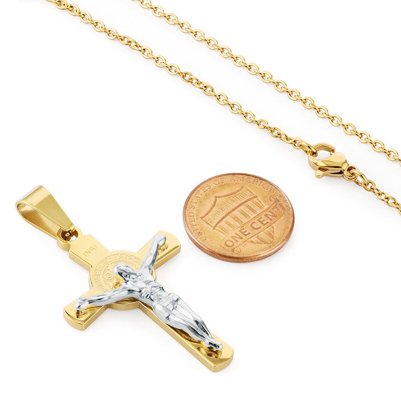 Kruis Ketting Religieuze Crucifixi Christian Kettingen Hangers Goud Zilver Kleur Cadeau Voor Vriendje Mannen Sieraden Cadenas Hombre