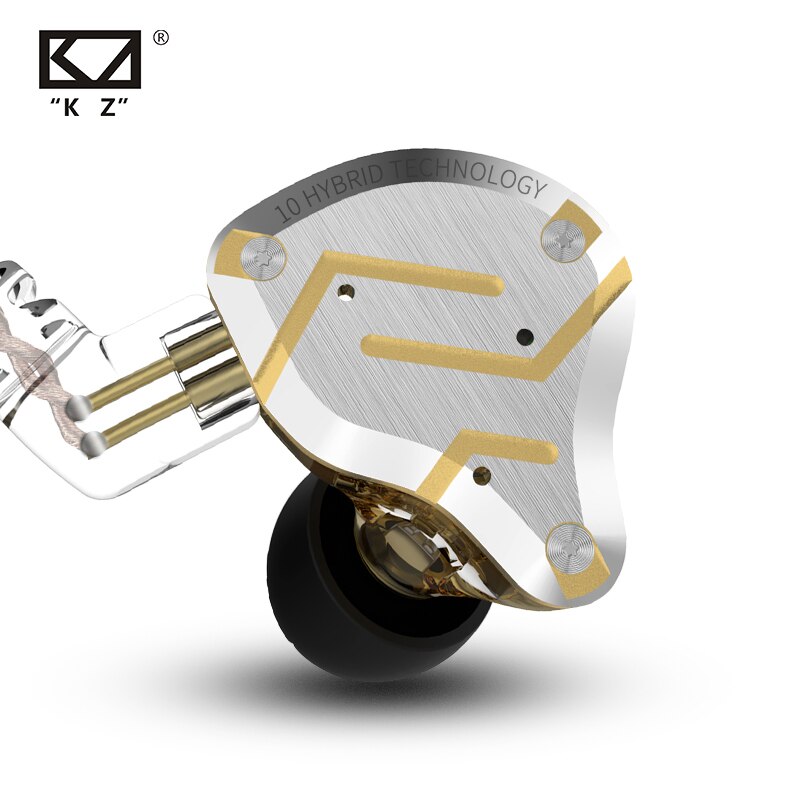 KZ ZS10 Pro Gold Earphones 4BA+1DD Hybrid 10 Drivers HIFI Bass Earbuds In Ear Monitor Earphones Noise Cancelling Metal Headset