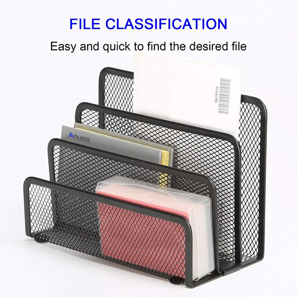 MyLifeUNIT Desk Mail Organizer 3 Compartment Mesh Letter Holder Office Desk File Organizer Desktop Paper Storage Rack