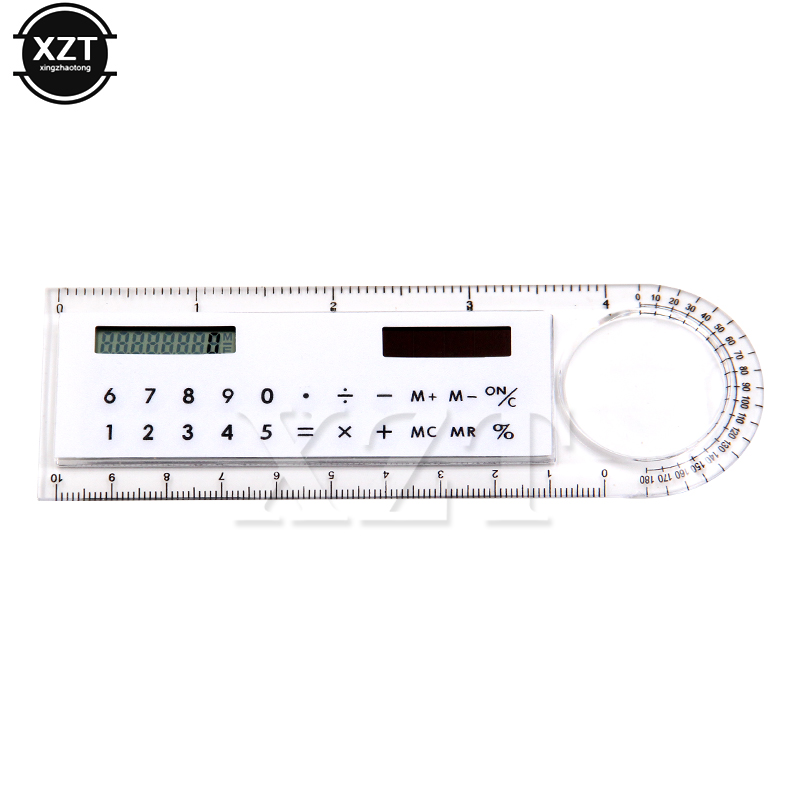mini linijka 10cm kalkulator na baterię słoneczną 8 cyfr lupa wielofunkcyjny kątomierz Calculadora artykuły biurowe szkoła papiernicze