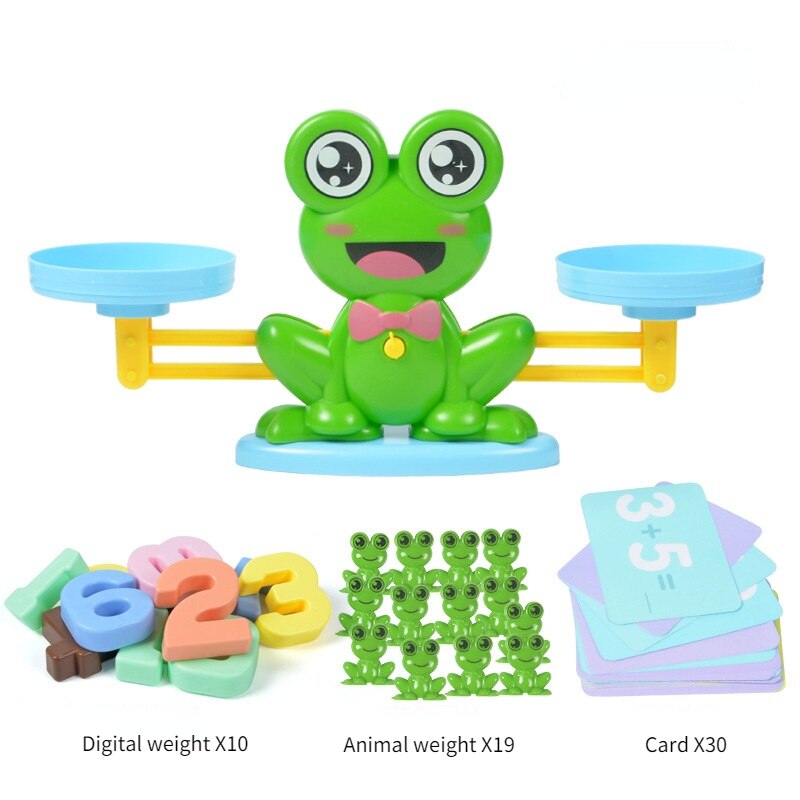 Balance Math Game Educational Toys STEM Learning Material Counting Toys - Fun Scale Balancing Toy Set for 3 + Years Old: Frog Green A