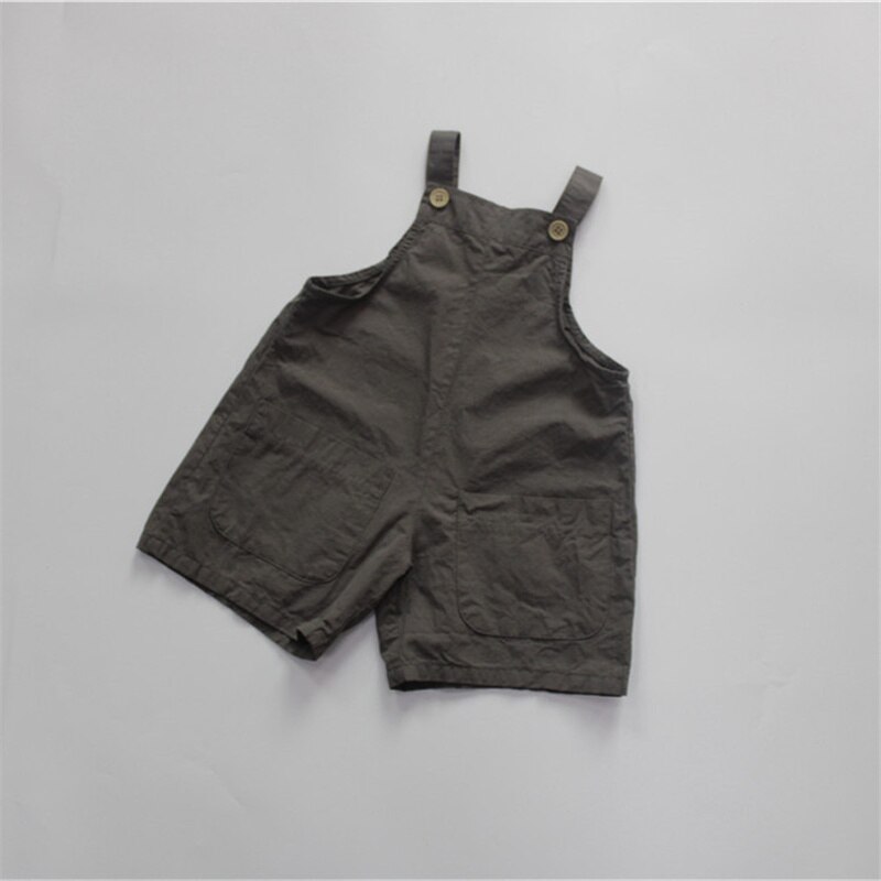 Tute larghe in cotone lavato a 3 colori per ragazzi e ragazze estivi 1-6 anni pantaloni casuale con bretelle per bambini: grigio / 12m