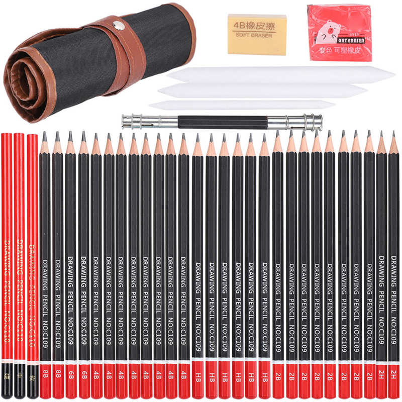Sketch Pencil Set Art Drawing Kit Charcoal Eraser Pen Curtain Extend Tool School Supplies Art Drawing Pencil Set
