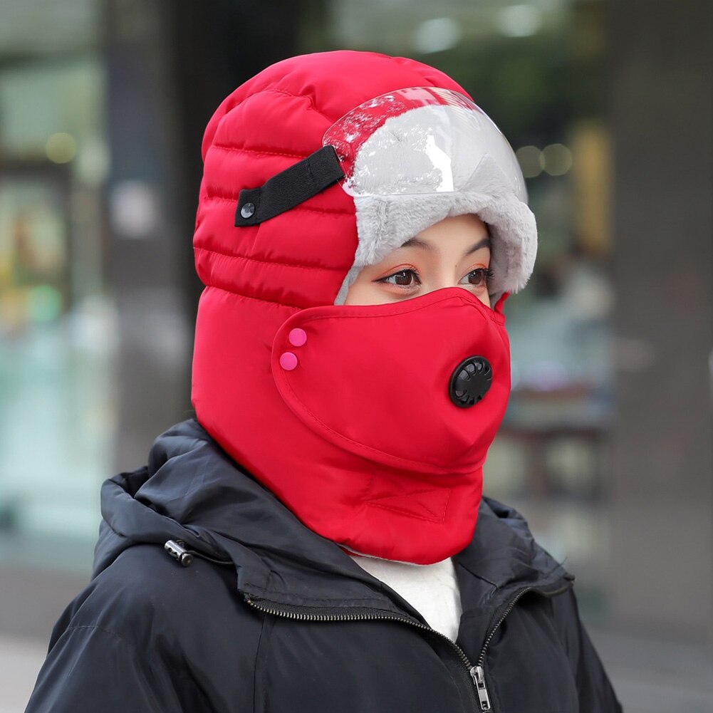 With Glasses Protective Outdoor Earflap Full Face Soft Snow Caps Ski Bomber Hat Riding Camping Hiking Windproof Warm Winter