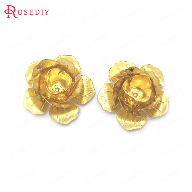 (38503)10PCS 22MM Height 10MM Not plated color Brass 3D Multi-layer Flower Jewelry Making Supplies Diy Findings Accessories