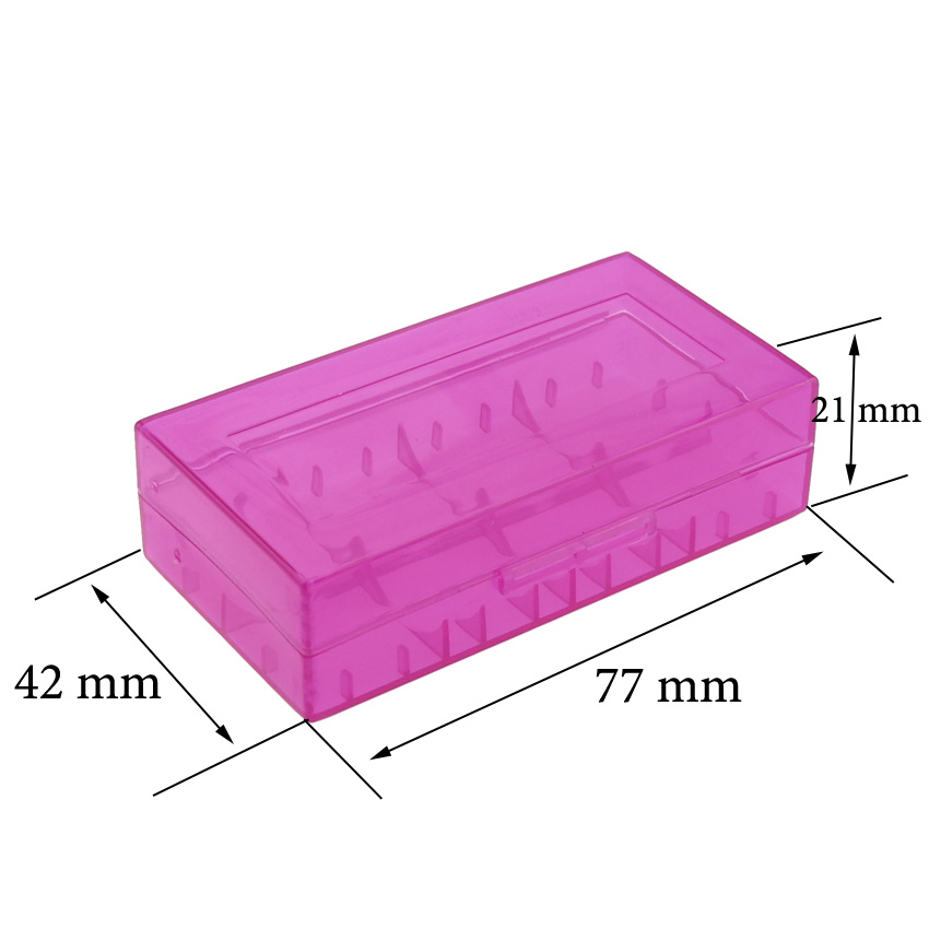 Estuche de plástico duro para almacenamiento, caja organizadora de almacenamiento con 2 ranuras, caja de batería 18650