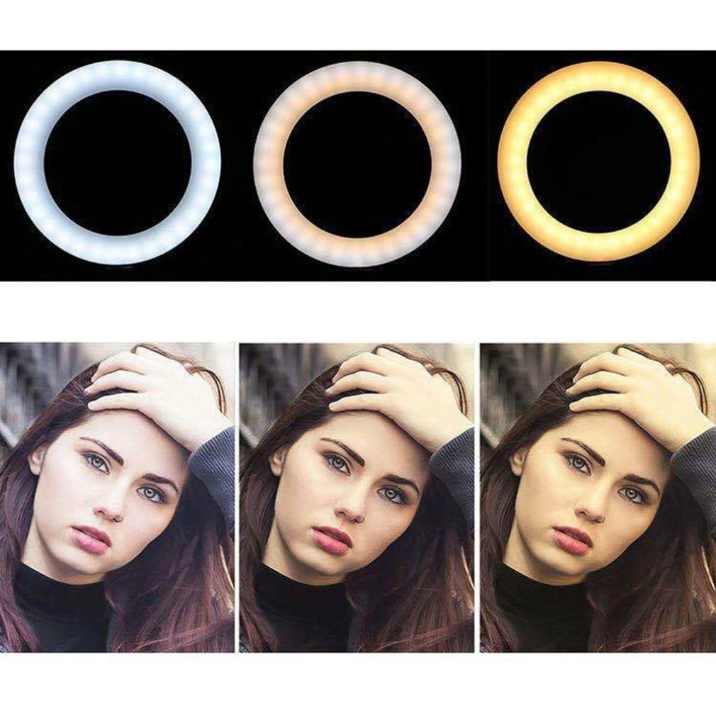 Light Rack Three Seats Adjustable Mobile Phone Holder Annular Add Light Self Photography 12 Inch Beauty Lamp