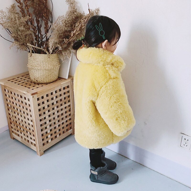 Babymeisjesjas winter kinderen nep bontjas berenoor cartoon baby winter bovenkleding kinderen winterkleding 2-8 jaar oud