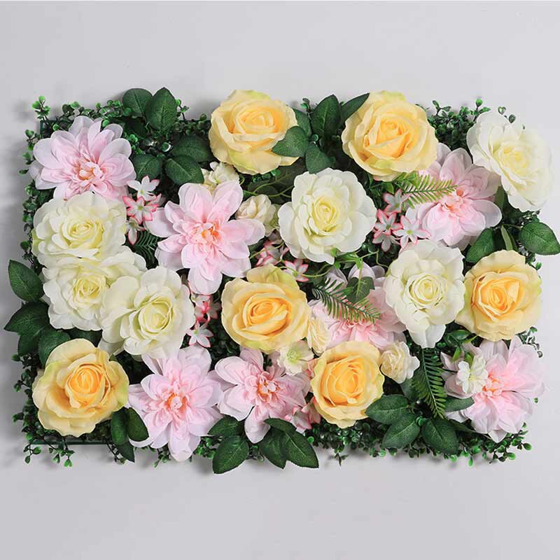 yumai 40*60 cm Roses Petal Artificial Flower Block Wedding Backdrop Wall Hanging Decoration Peony Head Tile Rose Flowers Panel