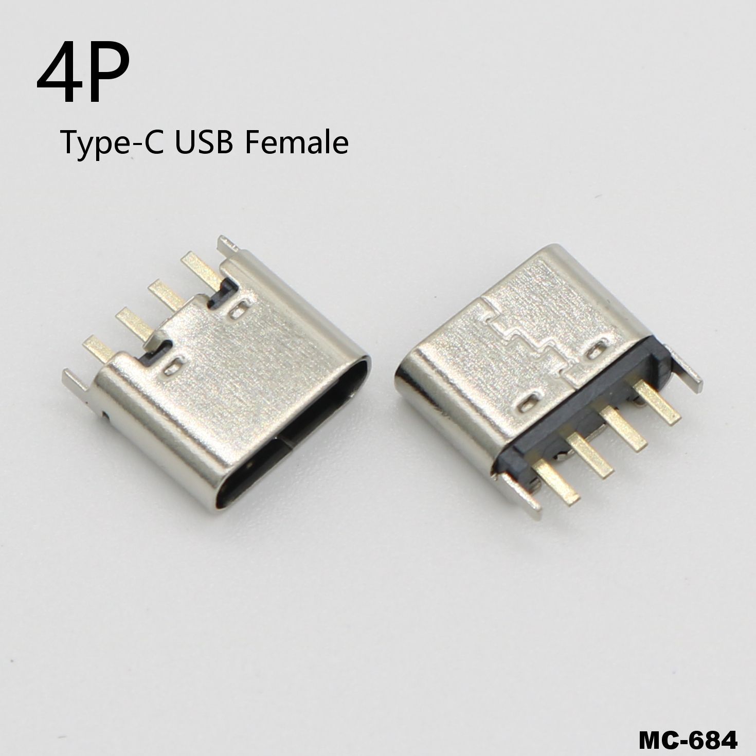 Conector de enchufe de carga USB tipo C, 4 pines, 4 pines, 1 unidad