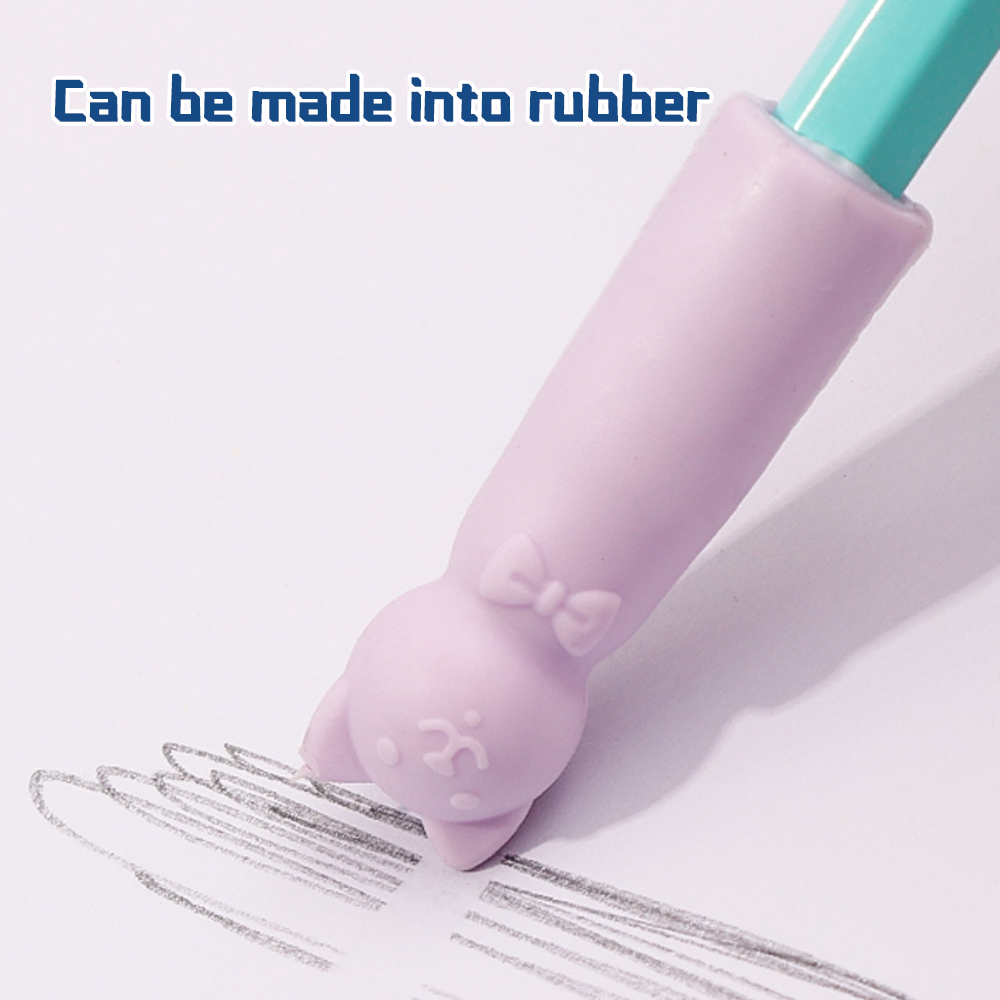 1-20Pcs Cat Erasers Pencil Tip Cap Kawaii Wipe Clean Rubber Eraser Cute Pen Topper Cap Student Stationery School Office Supplies