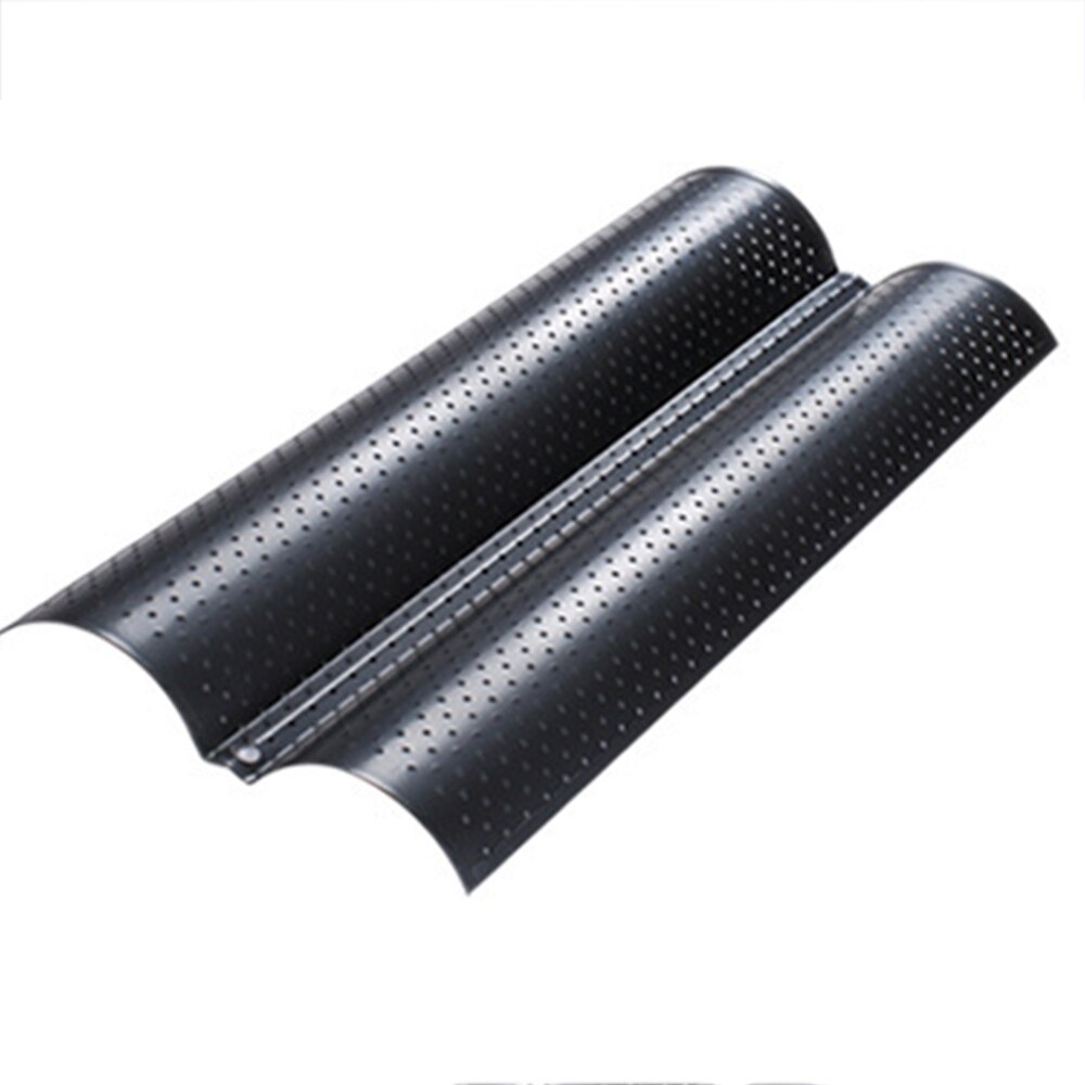 3 Sizes Baguette French Bread Baking Tray 4 Groove Wave Baguette Frame Rack Nonstick Carbon Steel Cake Baking Mold Pans: Black