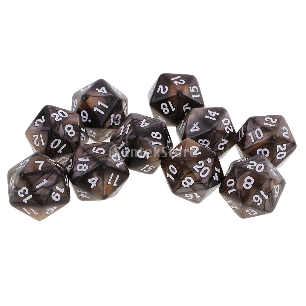 10 stücke 20 Seitige Würfel D20 Polyhedral Würfel für Dungeons und Drachen Tabelle Spiele Kaffee Grau