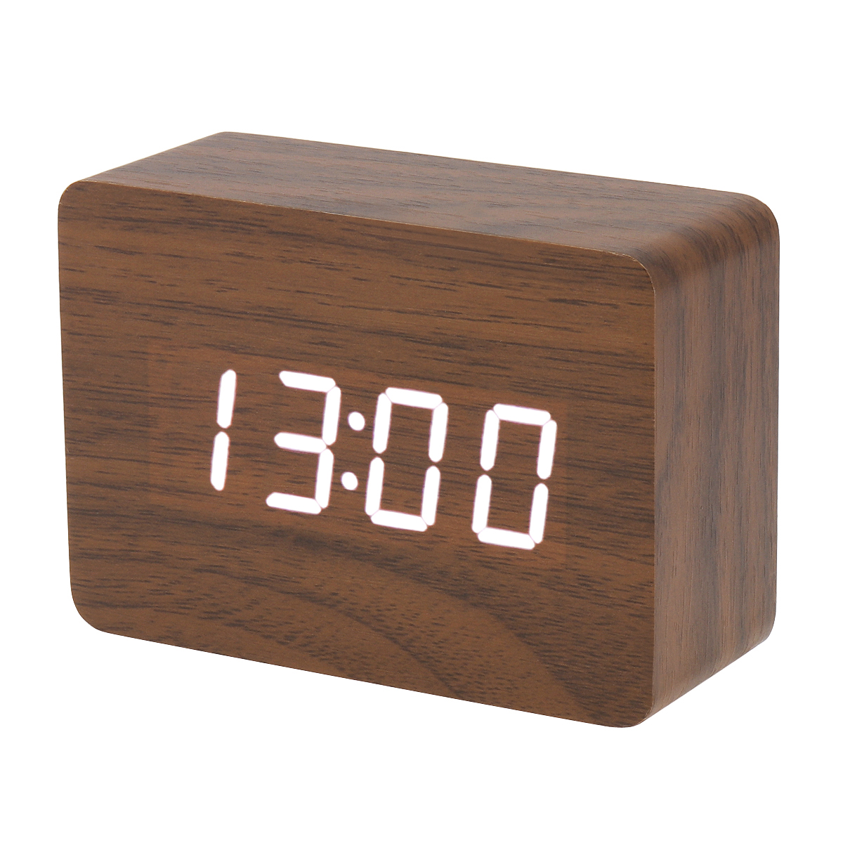 Alarm Clock LED Wooden Watch Table Voice Control Digital Wood Electronic Desktop Clock Multicolor Rectangle Table Desktop Clocks