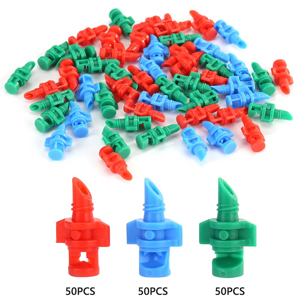 Juego de boquillas de atomización para riego de jardín, rociador hidropónico, boquillas de atomización de refracción por nebulización para tuberías, 150/50 Uds.