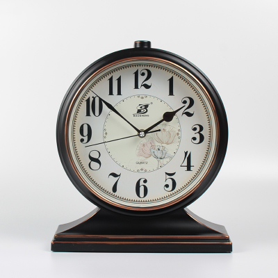 Reloj de mesa clásico retro silencioso de 12 pulgadas, reloj de sobremesa Quart, decoración creativa para el hogar, fácil de leer y funciona con batería: Black Arabic