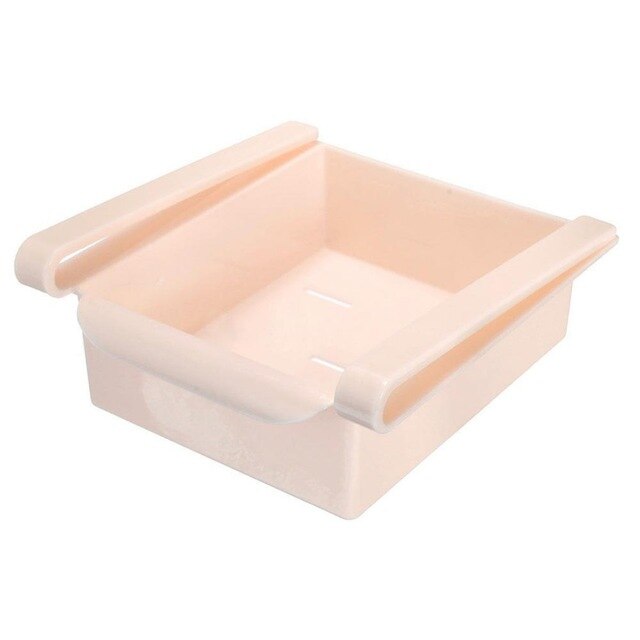 Mini abs lysbilde kjøkken kjøleskap fryser plassbesparende organisasjon mat frukt oppbevaringsboks stativ bad hylle organizer holder: Rosa