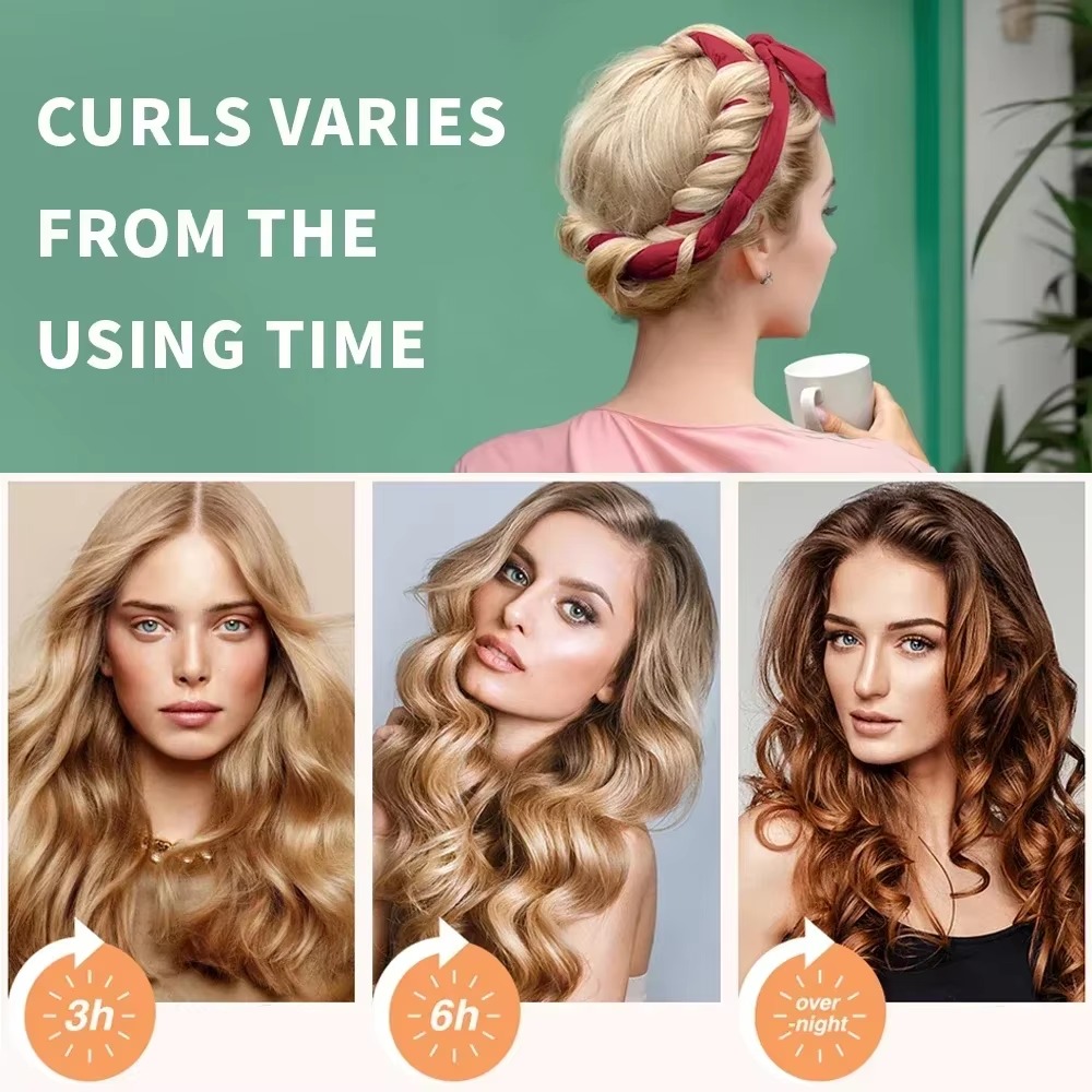 Diadema con varilla rizadora sin calor, rizador de pelo suave sin cabeza, rulos para el cabello, rizos para dormir perezosos, diadema rizadora, herramientas de estilismo