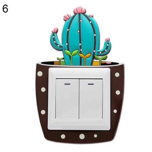 Silicone 3D Switch Sticker Luminous Cactus Wall Switch Stickers DIY Wall Decal Wall Sticker Wall Decor Stickers Home Decor