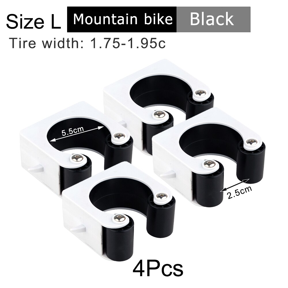 Bicycle Parking Rack Buckle Indoor Vertical Bike Storage Portable Wall Mount Hook Mountain Road Bike Cycling Display Stand: 4 Pcs Black Size L