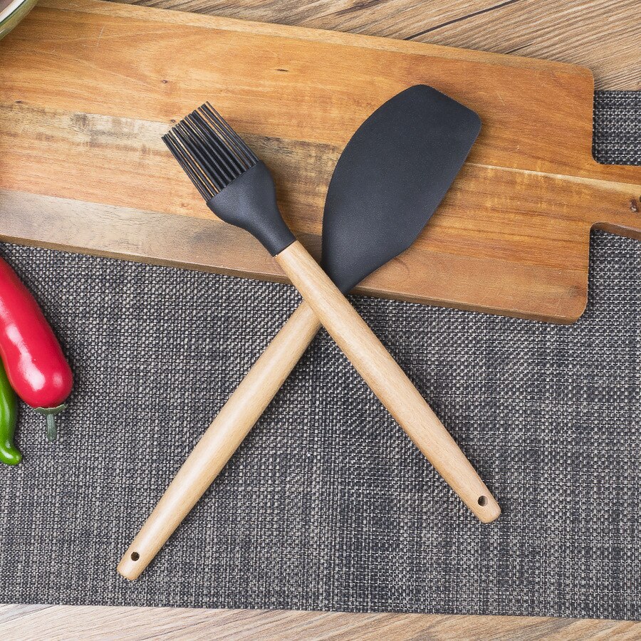 Kitchen Utensils Organic silicone cooking tool multifunctional kitchen tool portable and practical heat-resistant eight-piece