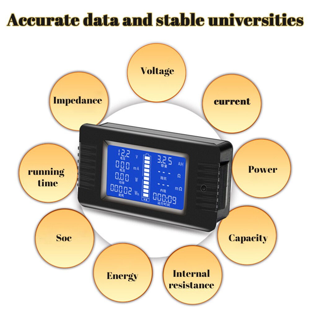 DC Multifunction Battery Monitor Meter LCD Digital battery tester Battery level indicator lithium battery capacity indicator