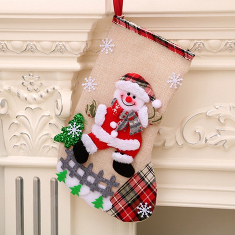 Calcetines de Navidad para decoración de chimenea, bolsas grandes de de Navidad, Año , 2022, bolsa de embalaje de dulces, adornos de árbol de ciervo: Large D