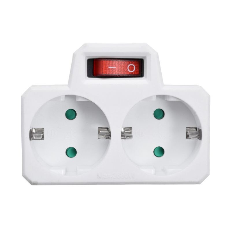 250V16A EU Standard Plug Double Socket Conversion Socket with Outlet Switch Plug
