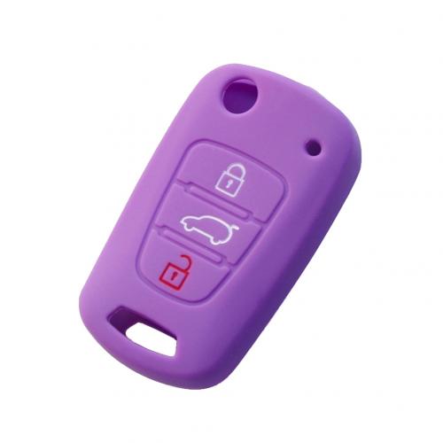 Siliconen autosleutel flipcover hoesje afstandsbediening beschermhoesje voor hyundai  i30 i35: Paars