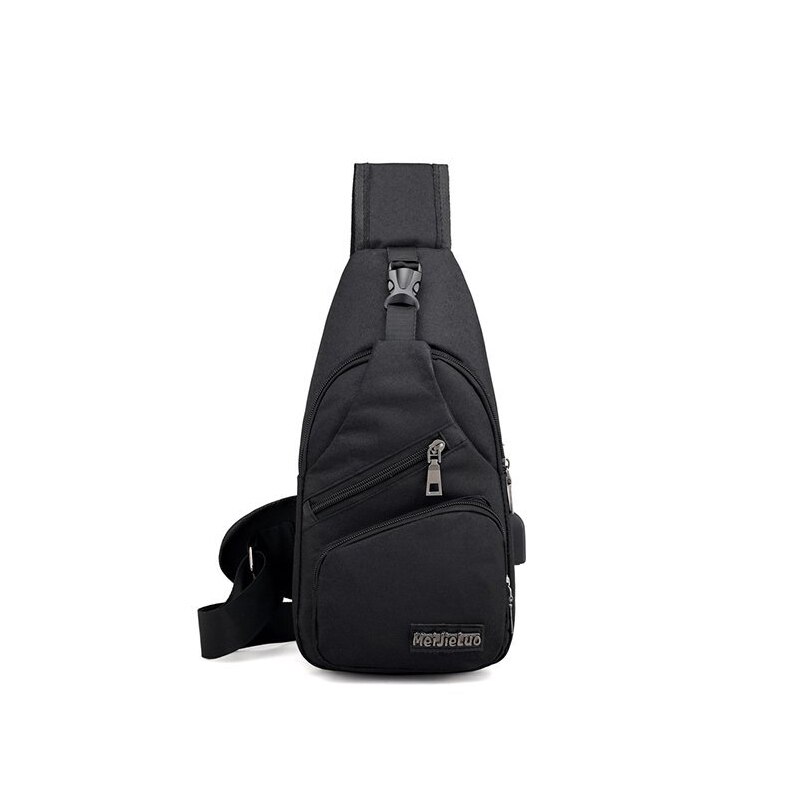 Universal Oxford Shoulder bag USB Charging Travel Single Strap Casual Crossbody Office Messenger Bag Pack 372: black