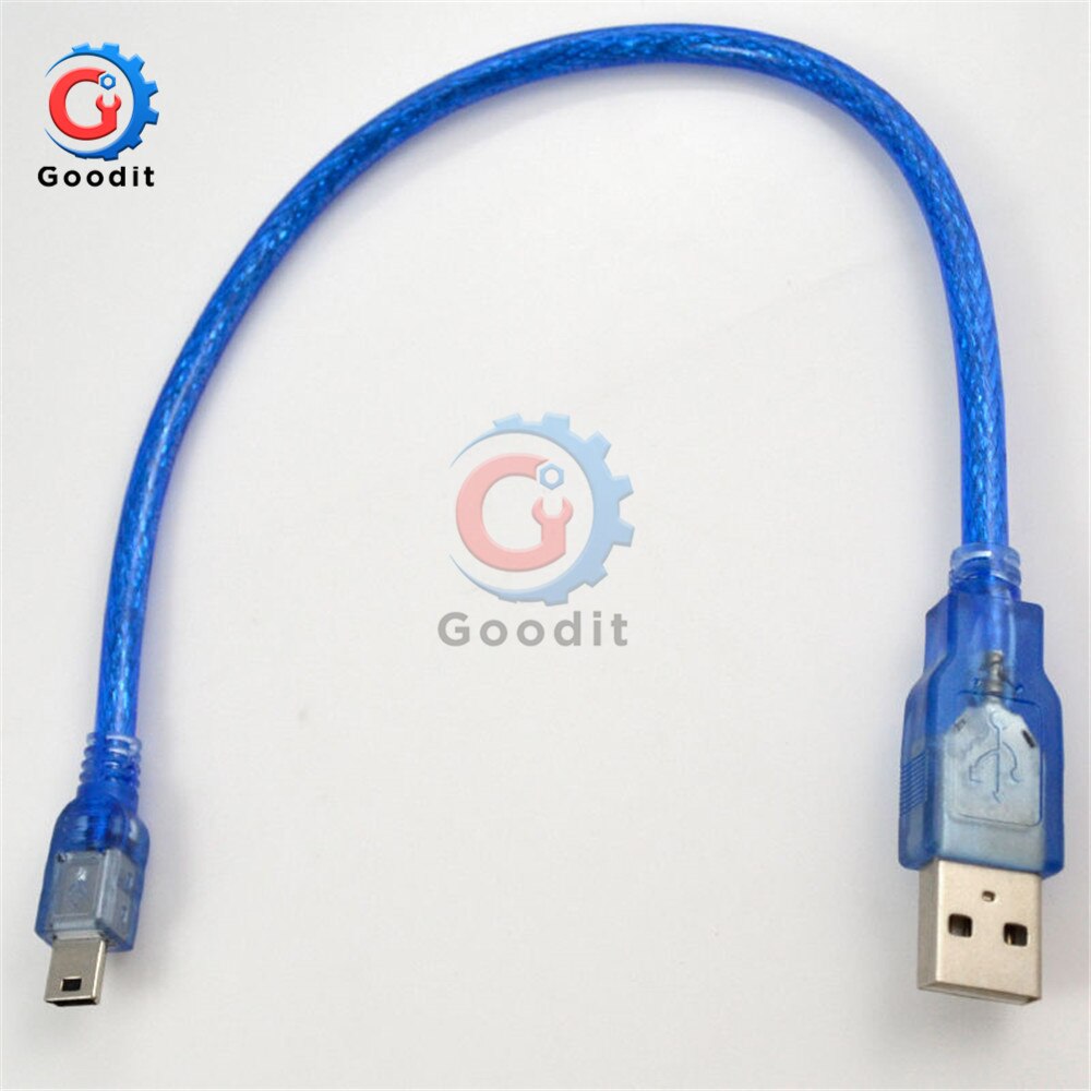 30cm USB 2.0 A Male To Mini B 5pin Male PC Data Cable Cord Leads for Arduino MCU Nano 3.0 Pro Also for Old Mobile Phone