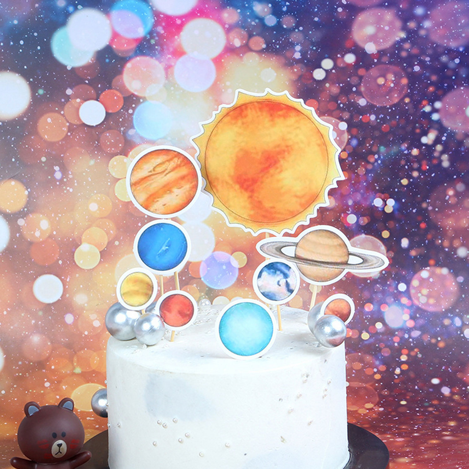 9Pcs Diy Ruimte Aarde Planeten Cake Cupcake Toppers Decoraties Voor Verjaardag Kerst Festivals Bruiloft Feestartikelen