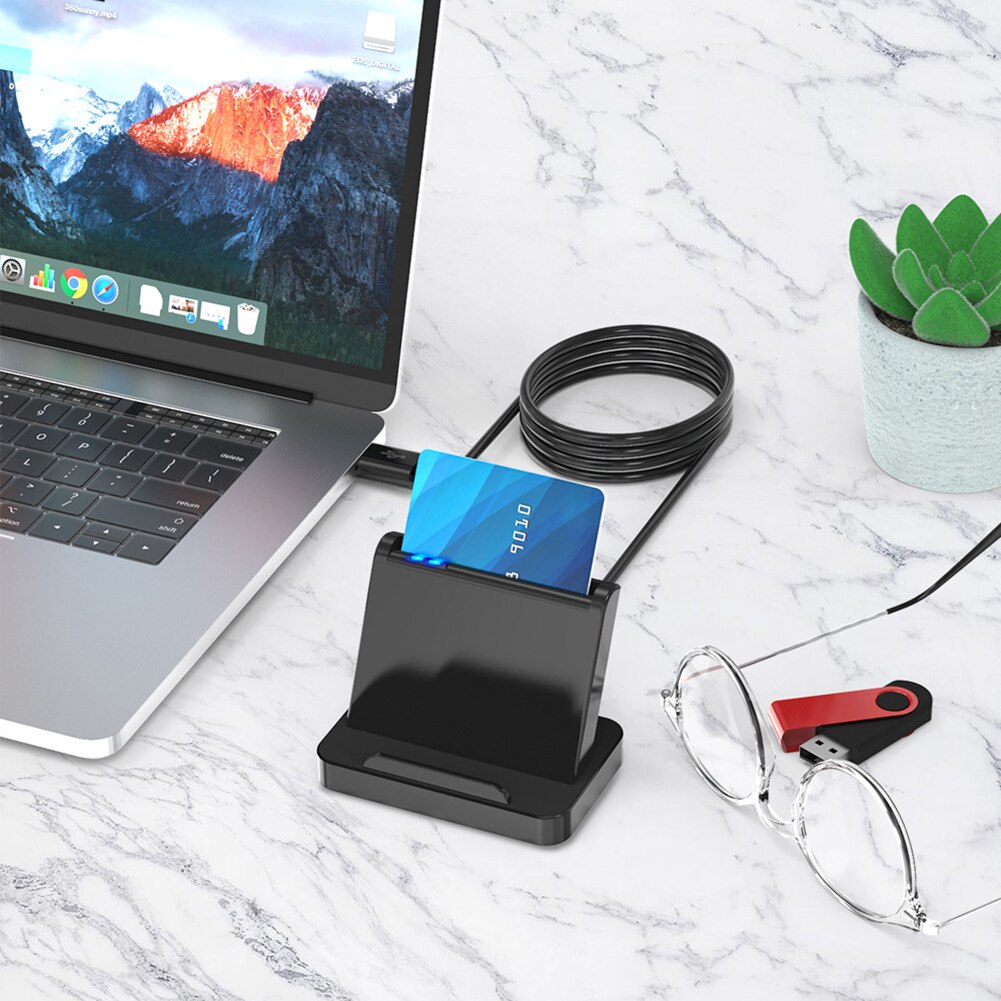 SCR816 USB CAC ID Smart Card Reader with Phone Holder Flash Drive Smart Memory Card Reader for Windows Max OS Linux