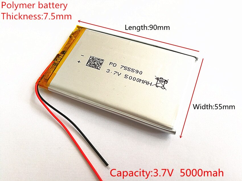 EEMB Lithium polymeer batterij 3,7 V 950 mAh 533450 oplaadbare lipo batterij met JST connector met VXI Blue Parrott - controleer de polariteit van de apparatuur en de connector voor aankoop