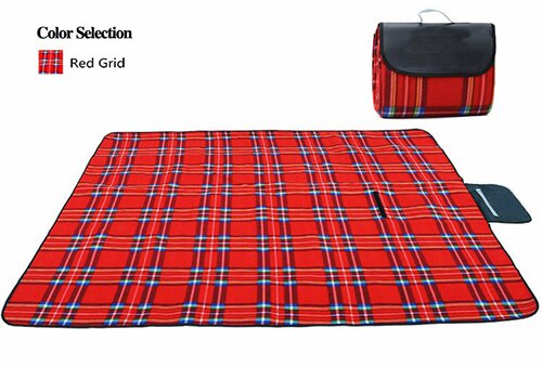 Udendørs 1.5 x 2m vandtæt sammenklappelig picnicmåtte udendørs camping strand fugtisikker ruskind tæppe bærbar vandring campingmåtte: Rød