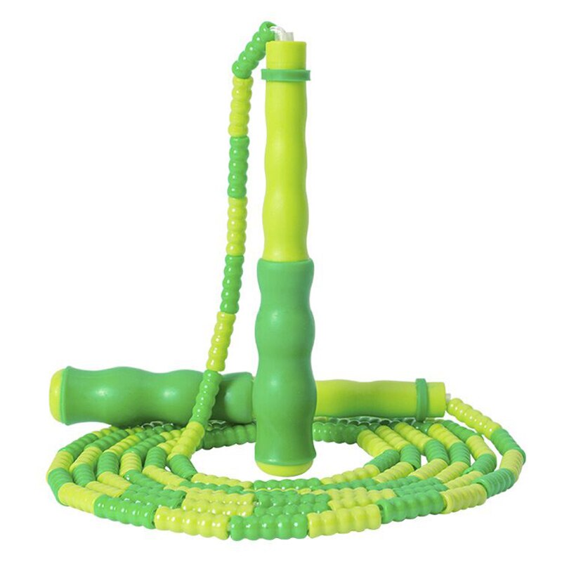 Cuerda para saltar con cuentas suaves ajustables de 2,8 m de longitud, cuerdas para saltar para niños para Fitness en interiores y exteriores: green