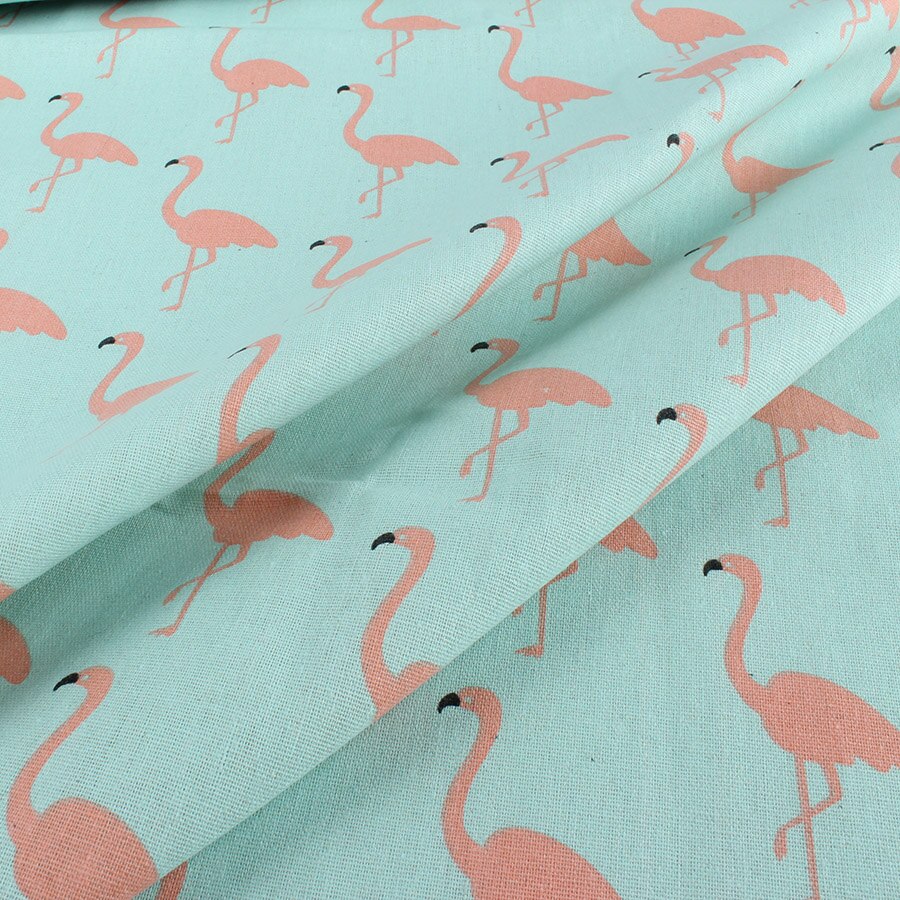 Flamingo Cotton Linen Fabric Patchwork DIY Craft Handwork Home Decor by the Yard