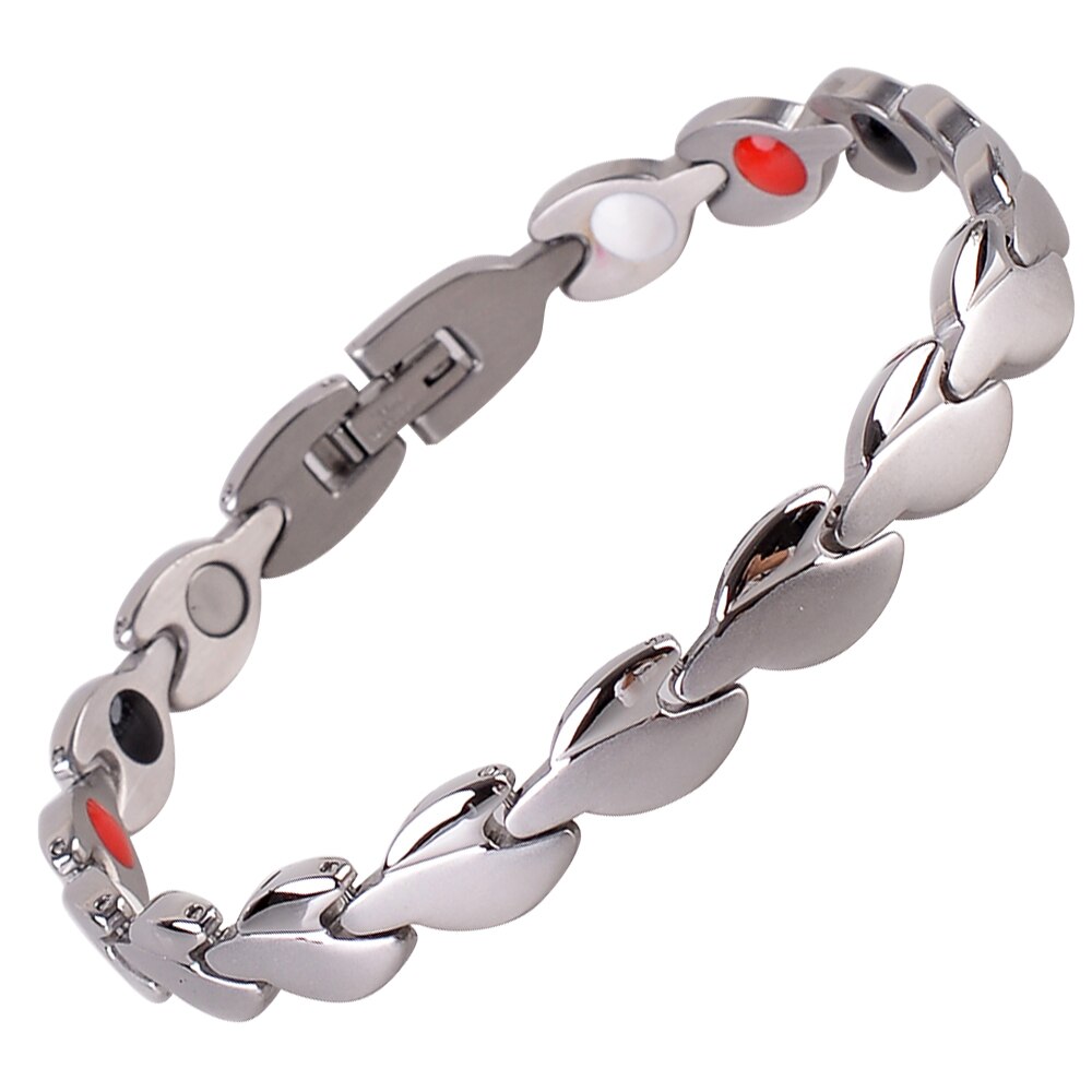 EBUTY – Bracelet à breloques énergétique pour femmes, bijoux à la , populaire, 4 éléments avec boîte: Silver