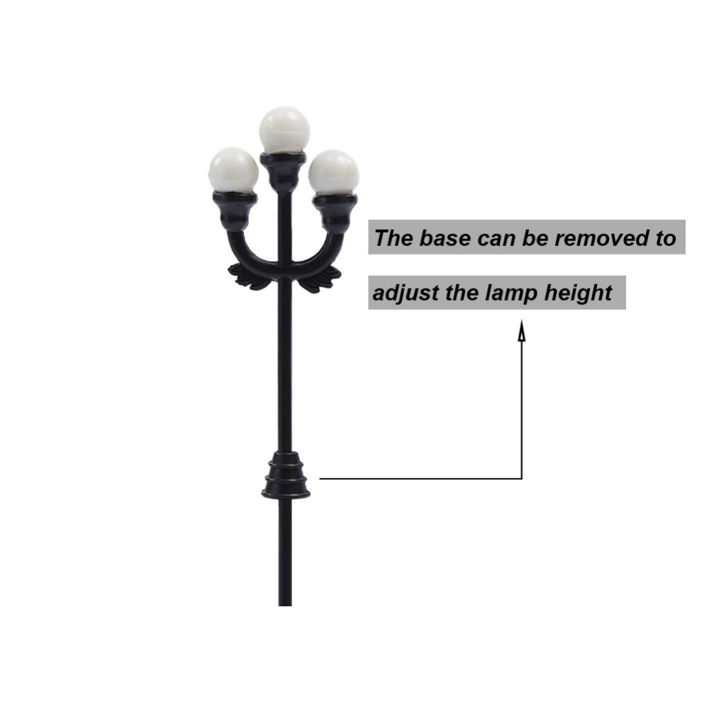 LNH37 10 stks Modelspoor Lantaarnpaal lampen Street Lights HO OO TT Schaal LEDs Drie hoofden Lamp