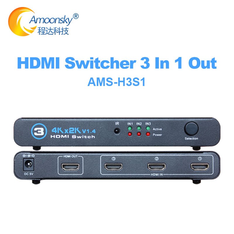 3 In 1 Out Hdmi Switch, 3 Poort 4K * 2K Switcher Splitter Box Ultra Hd Voor Dvd Hdtv Xbox In Lcd Display