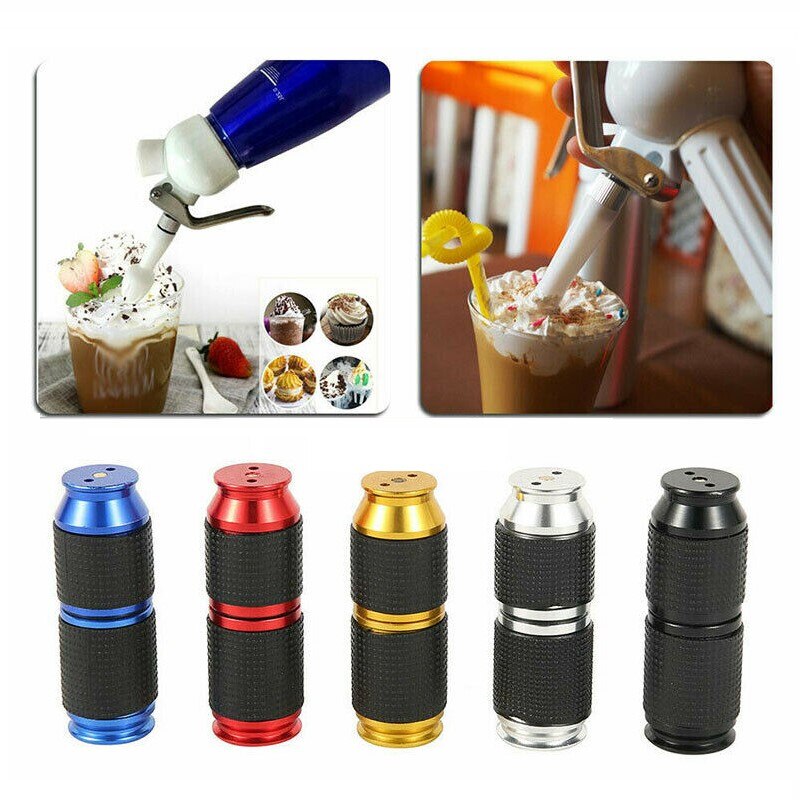Portable Whipped Cream Cracker Dispenser Mini Rubber Grip Safe Gas Canister Dispenser Whipping Cream Dessert Tools Kitchen Tools