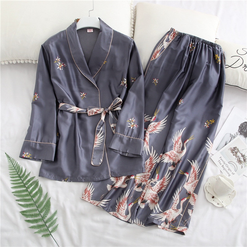 Pajamas Women Japanese Style Homewear Pajama Robe Set Comfortable Thin Sleepwear Lounge Wear Section Robe Suit Women Bath Robe