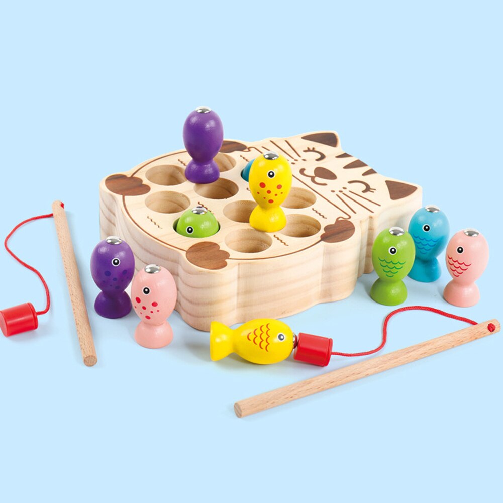 Early Educatief Speelgoed Houten Pretend Katten Vissen Magnetische Board Game Interactieve Kinderen Speelgoed Kerstcadeau