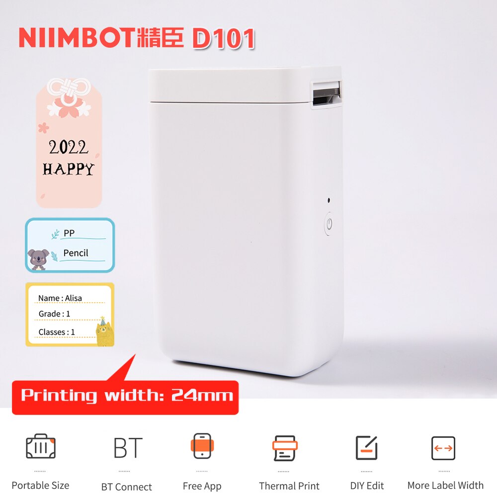 NIIMBOT D101 Portable Wireless Label Maker Machine Mini Pocket Thermal Label Printer 10-25mm Label Width for Retail Store Home