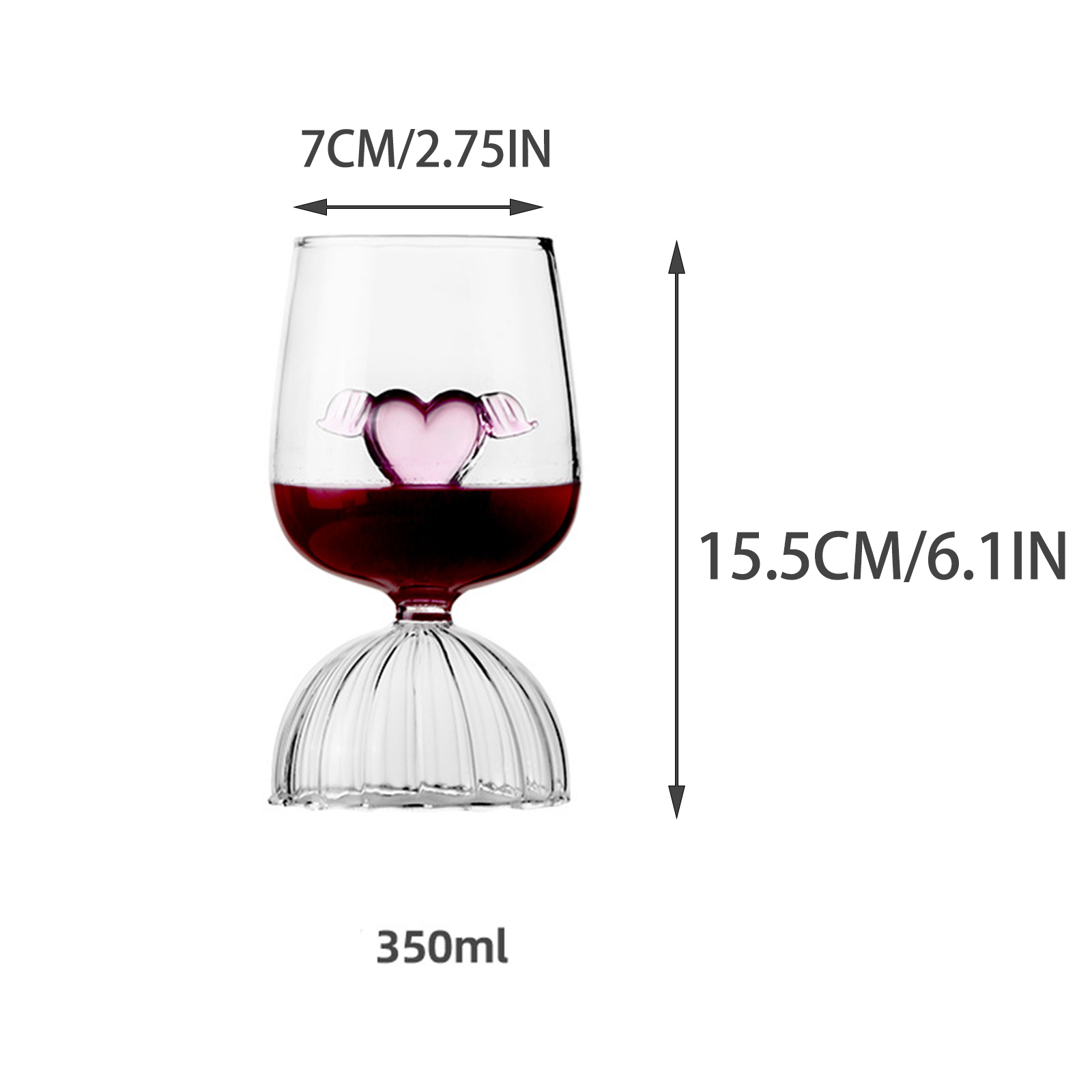 Verre à Cocktail en Forme de Cœur, Coupe à Vin Rouge, Verres à Champagne, Ustensiles de Cuisine, Eau, d'Anniversaire, ixde Mariage, 350/500ml: Black